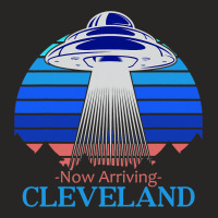 Spaceship Now Arriving Cleveland Ohio I Believe In Ladies Fitted T-shirt | Artistshot