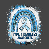 Type 1 Diabetes Awareness Month Bleached Rainbow Blue Ribbon Basic T-shirt | Artistshot