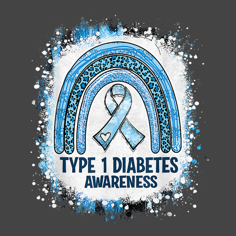 Type 1 Diabetes Awareness Month Bleached Rainbow Blue Ribbon Basic T-shirt | Artistshot