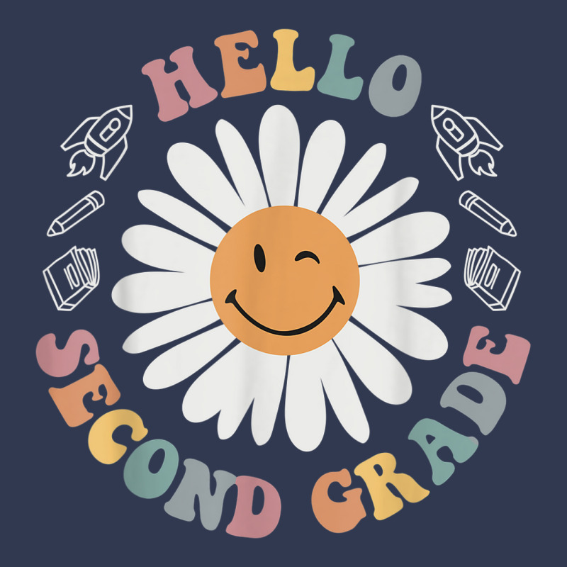 Hello Second 2nd Grade Smile Teacher Flower Groovy Basic T-shirt by Sapphire | Artistshot