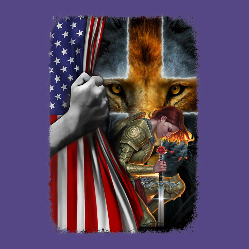 Woman Warrior Of Christian Jesus Lion American Cross Flag Basic T-shirt | Artistshot