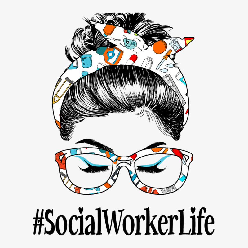 Social Worker Life Messy Hair Woman Bun Healthcare Ladies Fitted T-Shirt by ZuzannaHornber | Artistshot