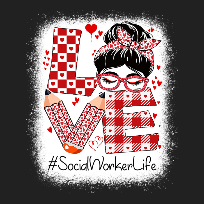 Social Worker Love Messy Bun Valentines Day Apprec Basic T-shirt | Artistshot