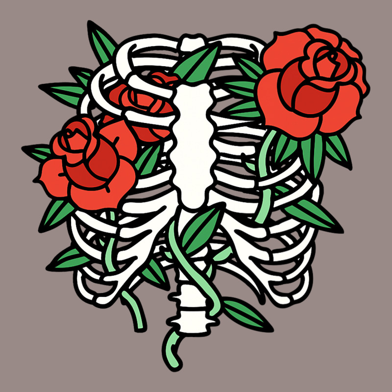 Skeleton Rib Cage Roses Floral Flower Skull Funny  Vintage T-shirt | Artistshot