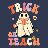 Retro Groovy Trick Or Teach Halloween Floral Ghost Teacher Basic T-shirt | Artistshot