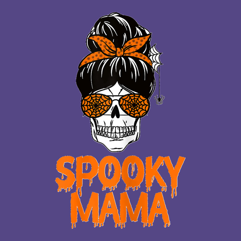 Womens Spooky Mama Lazy Halloween Costume Skull Messy Bun Basic T-shirt | Artistshot