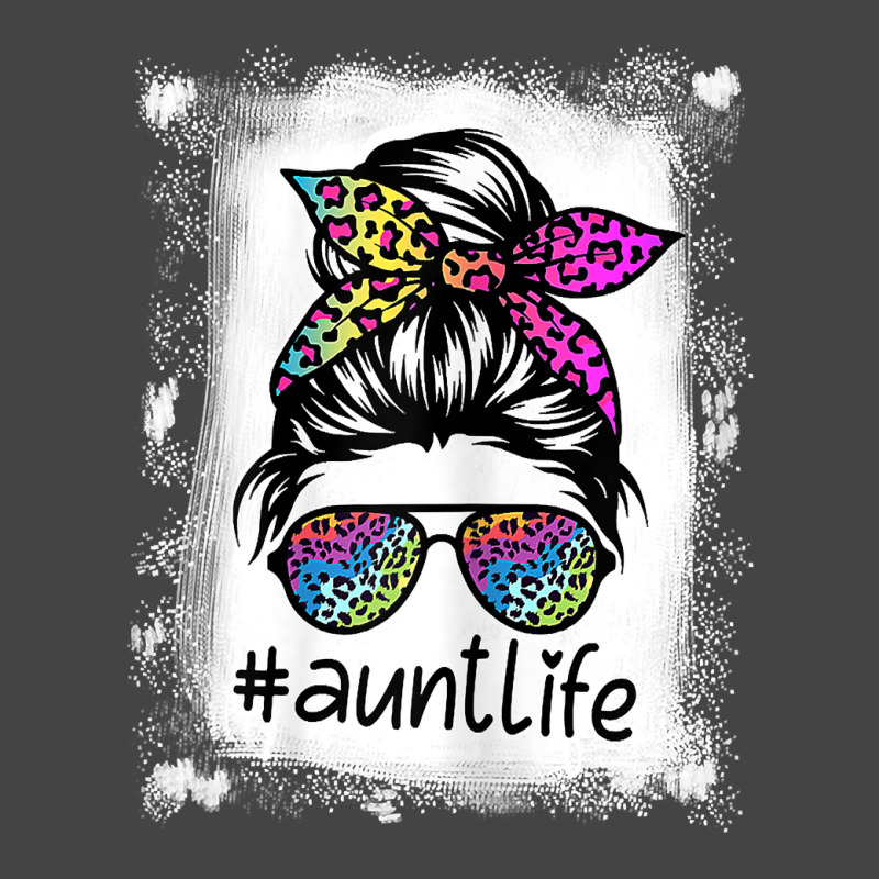 Womens Aunt Life Bleached Auntlife Tie Dye Leopard Messy Bun Basic T-shirt | Artistshot