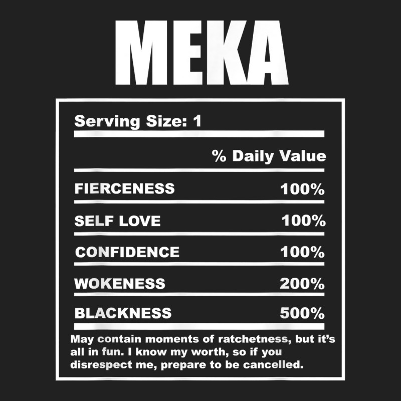 Meka Nickname  First Name Nutrition Facts Funny T Shirt Basic T-shirt by sadukakehy | Artistshot