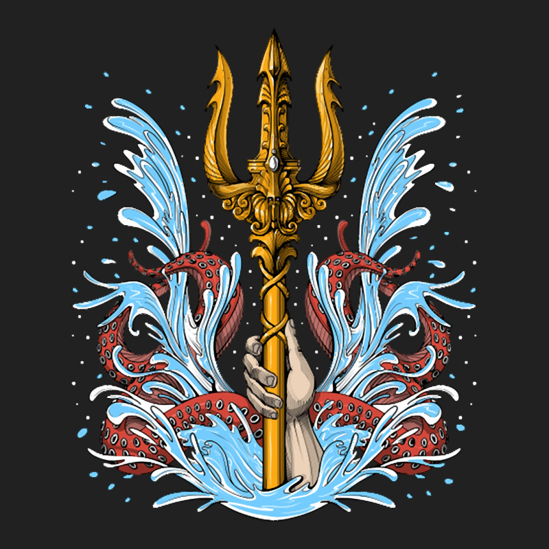 Poseidon Trident, Poseidon Trident Painting, Poseidon Trident Vintage, Basic T-shirt | Artistshot