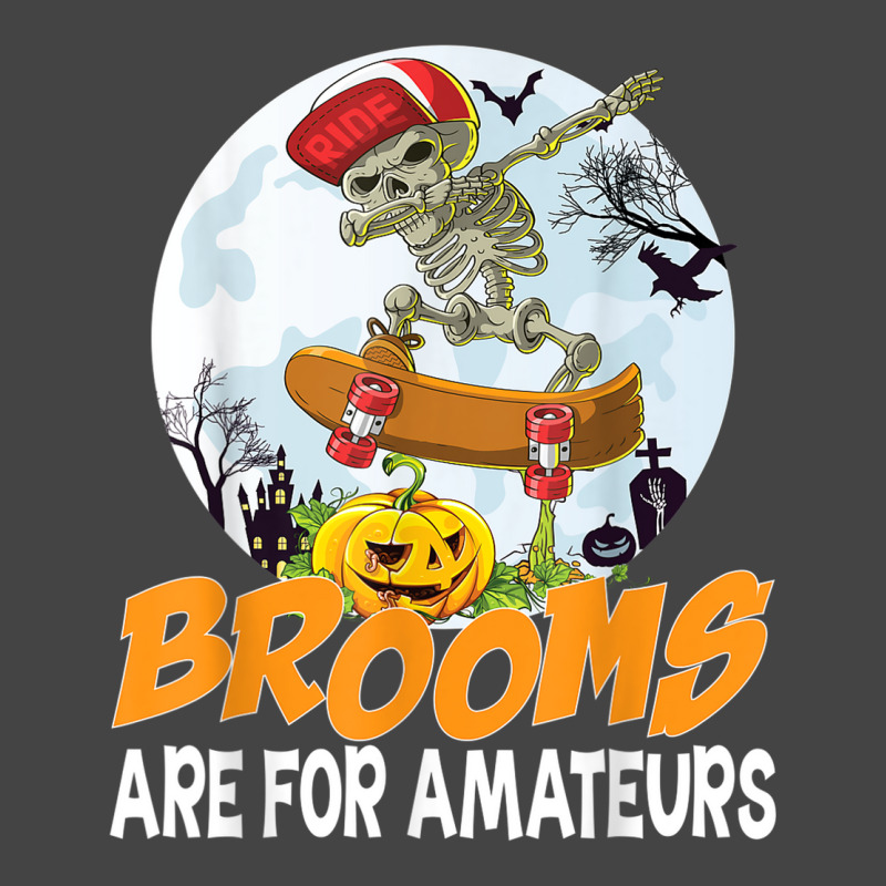 Brooms Are For Amateurs Skeleton Skate Skateboard Halloween Basic T-shirt by Queens | Artistshot