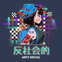 Antisocial Japanese Text Vaporwave Aesthetic Oni Demon Basic Youth T-shirt | Artistshot