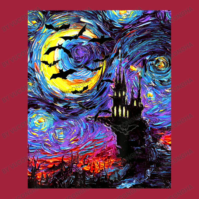 Dracula Castle Vampire Bats Halloween Starry Night Aja Art Basic T-shirt by vucongha | Artistshot