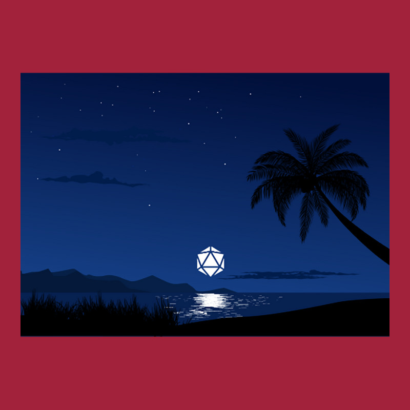 Moon Reflection Ocean D20 Dice Rpg Night Roleplaying Landscapes Basic Youth T-shirt | Artistshot