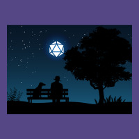 Lonely Man Under The D20 Dice Moon Rpg Night Roleplaying Landscapes Basic T-shirt | Artistshot