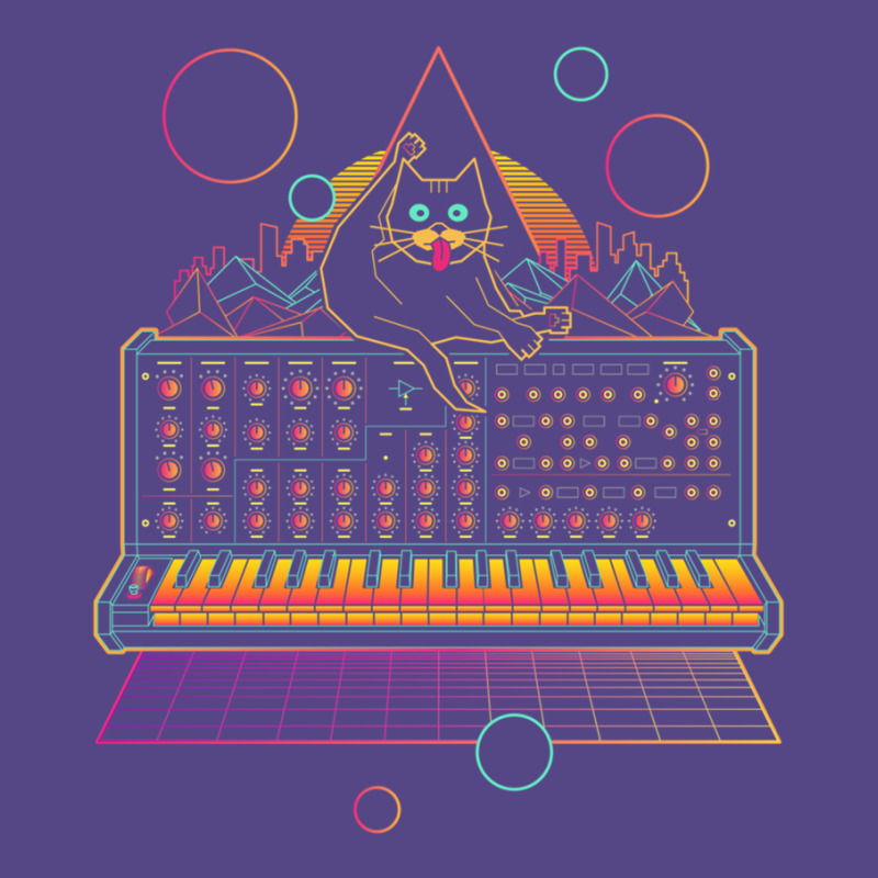 Synthwave Cat On Synthesizer 1 Basic T-shirt | Artistshot