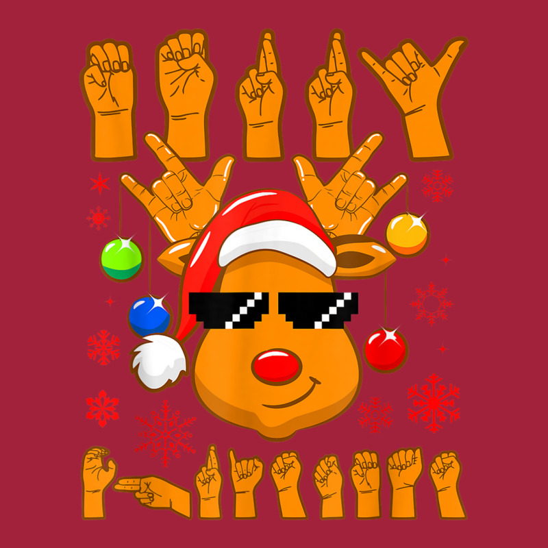 Deaf Christmas Reindeer Tee Asl American Sign Language Tee U Basic Youth T-shirt by Clinical | Artistshot