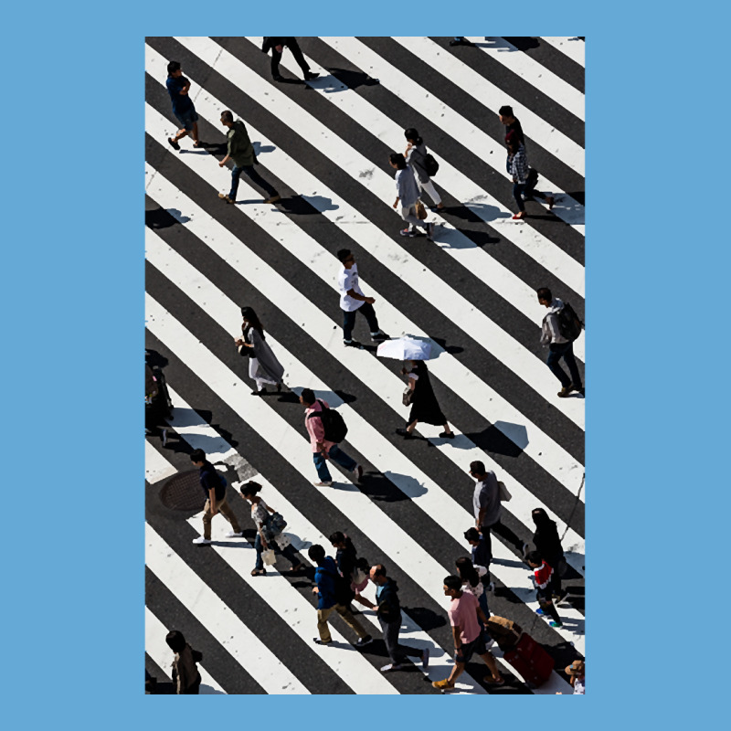 Aerial Photograph Of People Walking Across Black And White Zebra Cross Basic T-shirt by yumgaugeteuda | Artistshot