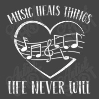 Music Heals Things Life Never Will Heart Musical Notes Basic T-shirt | Artistshot