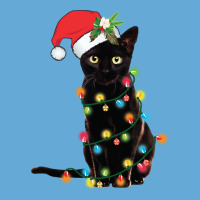 Black Cat Santa Tangled Up In Christmas Lights Sweatshirt Basic Youth T-shirt | Artistshot