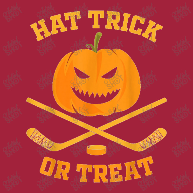 Hat Trick Or Treat Funny Pumpkin Ice Hockey Halloween Basic T-shirt by Ariannajamie | Artistshot