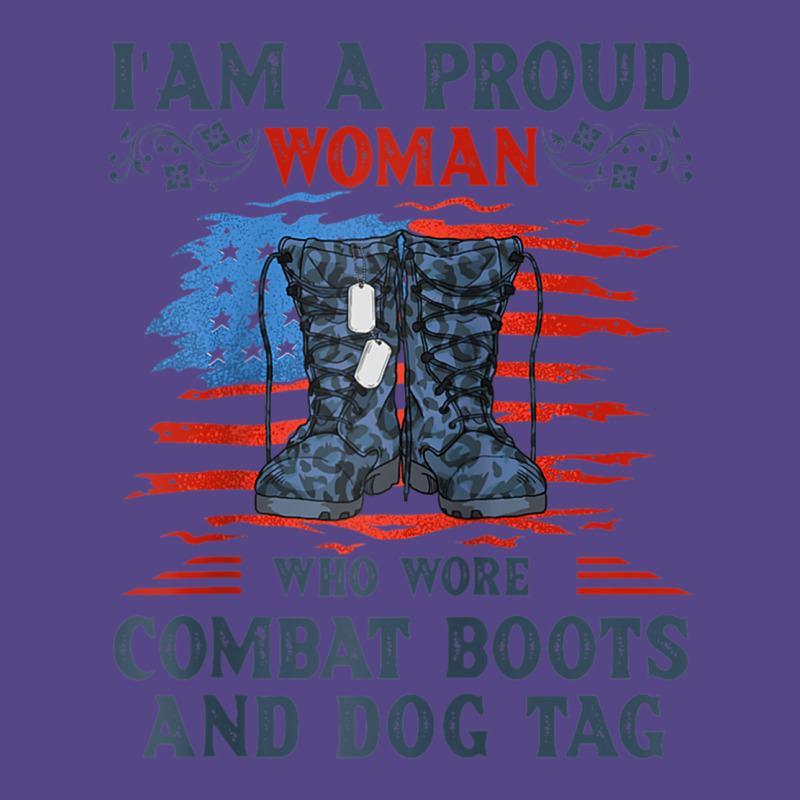 I'm A Proud Woman Who Wore Combat Boots And Dog Tag Veterans Raglan Ba Basic T-shirt by cm-arts | Artistshot