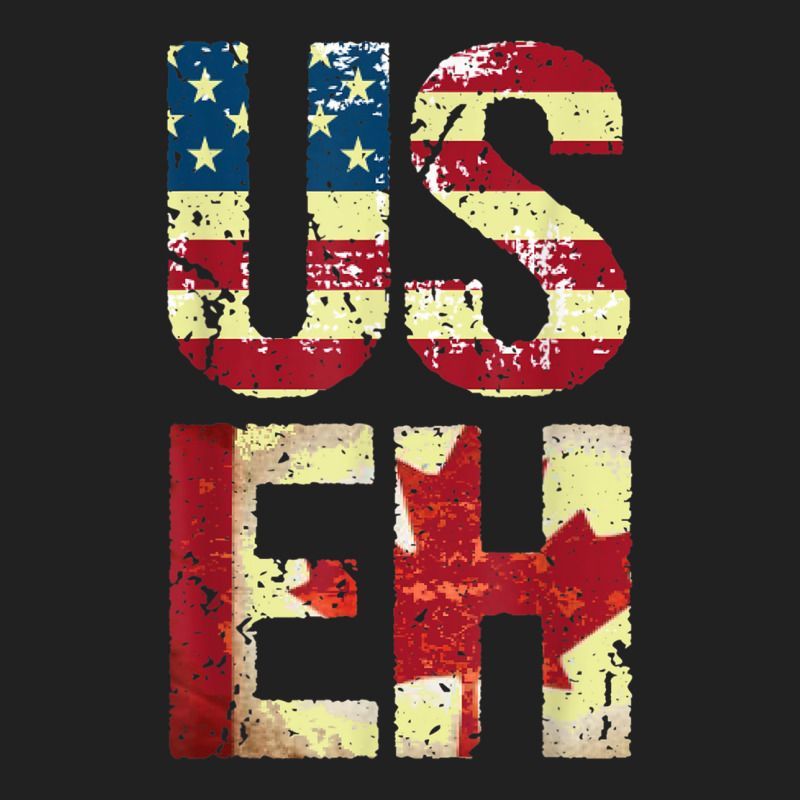 Us Eh America Canada Flag Funny American Canadian Basic T-shirt by DarionMurray | Artistshot