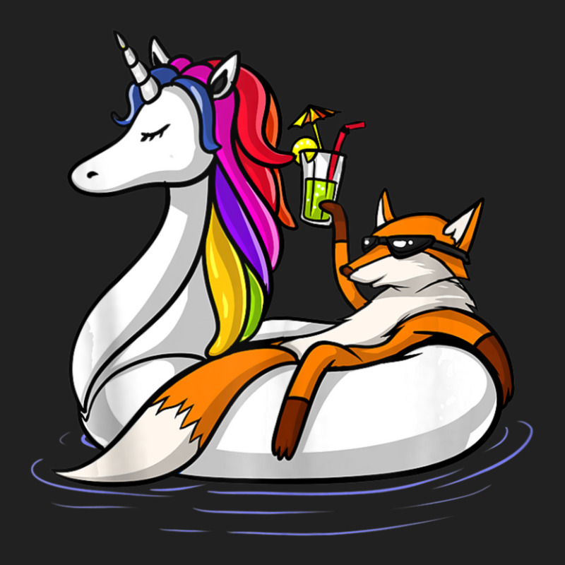 Fox Riding Unicorn Float Pool Party Funny Basic T-shirt | Artistshot