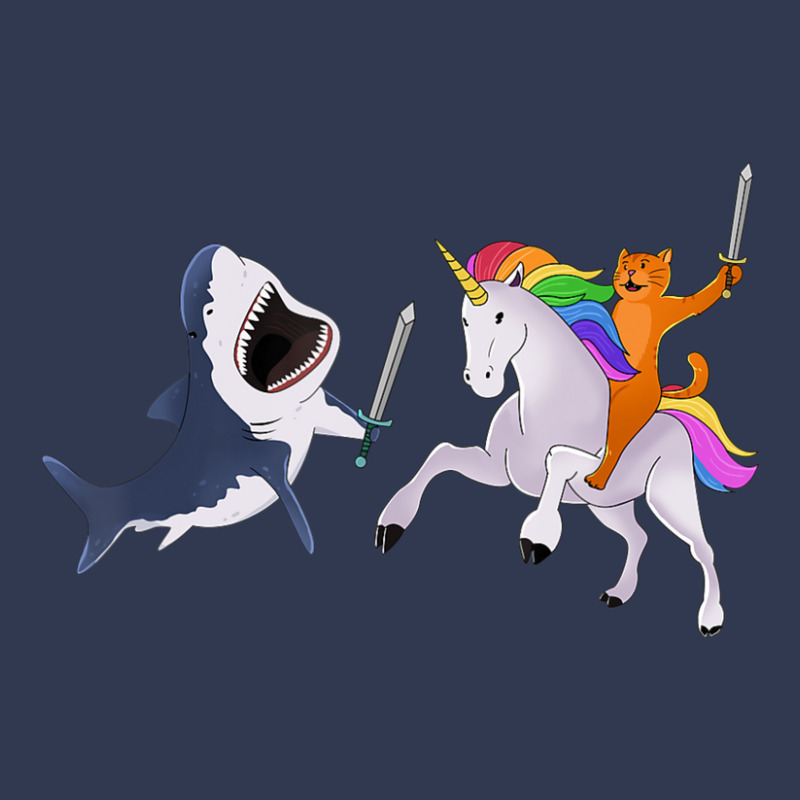 Funny Cat Riding Magical Unicorn Sword Fighting Shark Basic Youth T-shirt by yumgaugeteuda | Artistshot