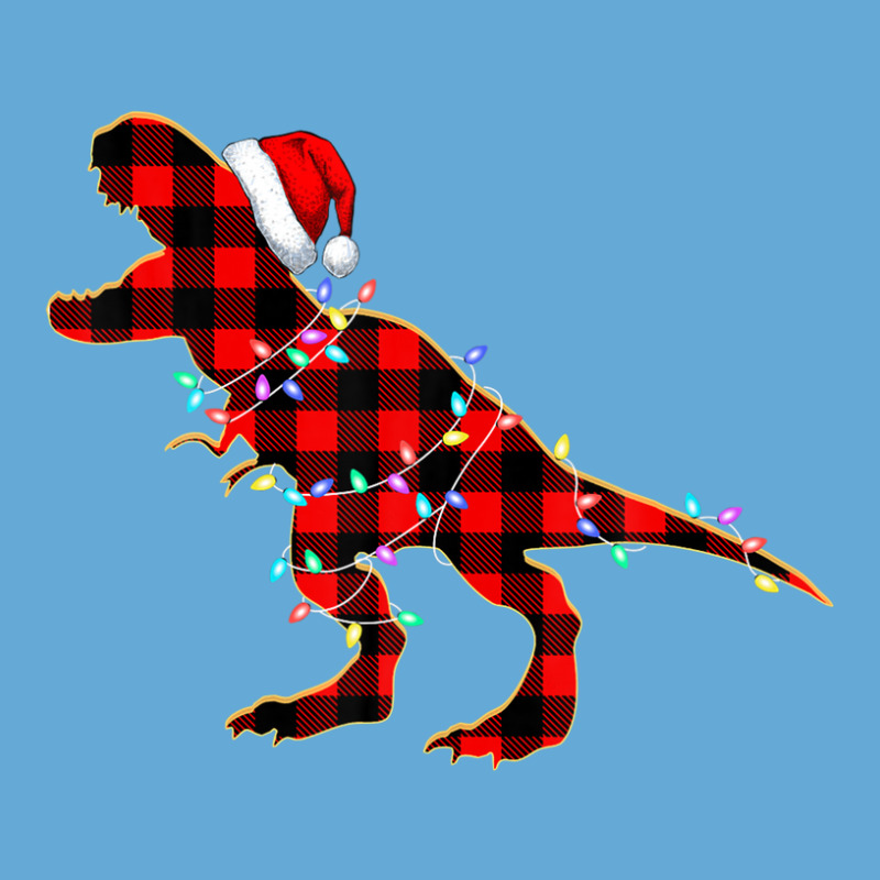 Red Plaid Dinosaur Hat Santa Christmas Lights Buffalo Family Basic Youth T-shirt by edelcysweiss4 | Artistshot