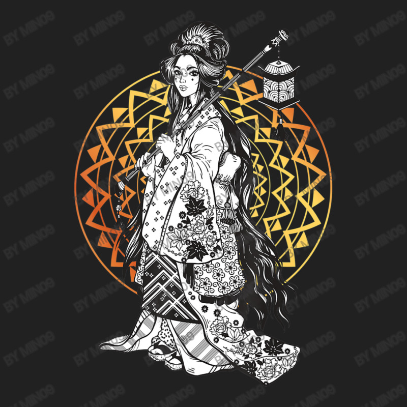 Japanese Geisha In Kimono Tokyo Floral Mandala Basic T-shirt | Artistshot