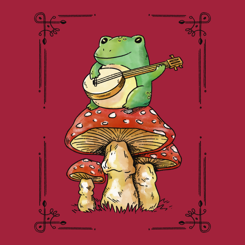 Cottage Core Frog Playing Banjo On Top Of A Mushroom Basic T-shirt | Artistshot