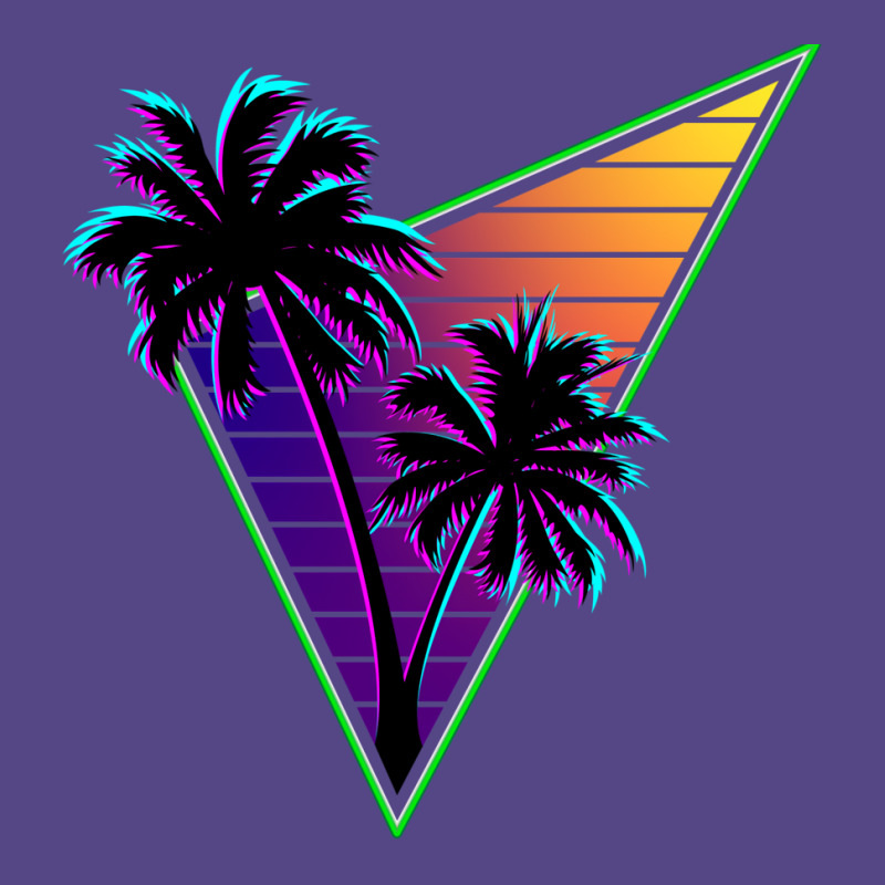 80s Synthwave Inspire Palm Tree Silhouette Triangle Design  (1) (1) Basic T-shirt | Artistshot