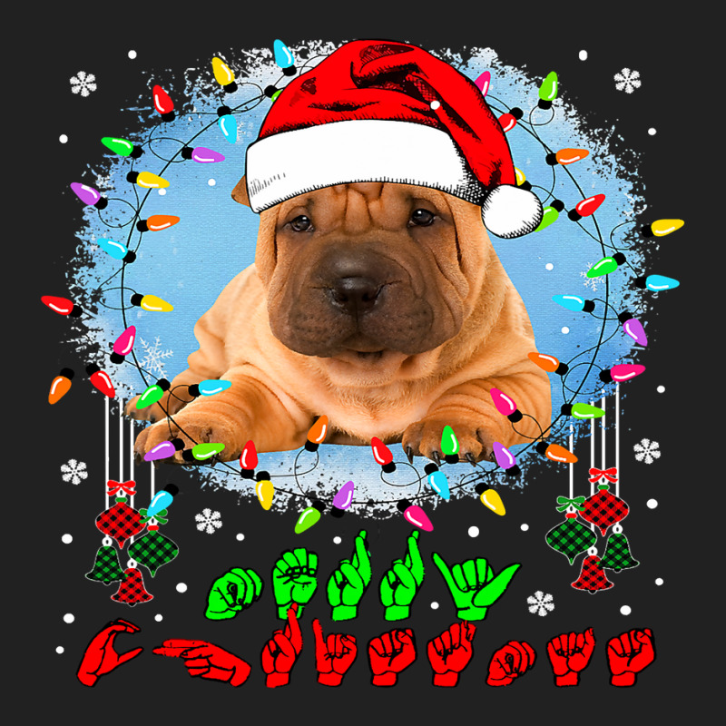 Merry Christmas Hands Sign Language Santa Shar Pei Lover154 Basic T-shirt by SCOTTALLENZ | Artistshot