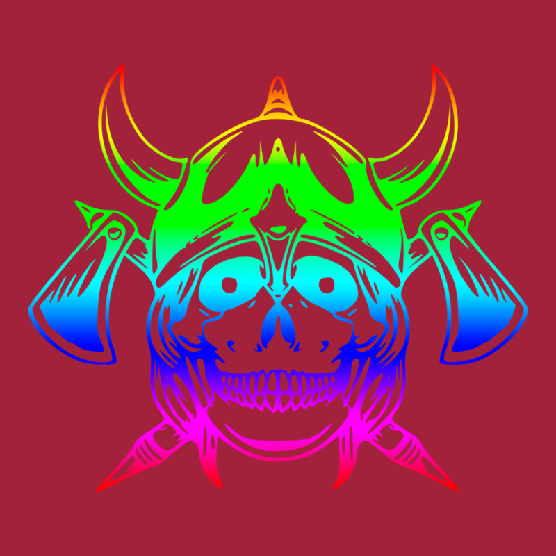 Multicolored Scandinavian Viking Skull In Helmet With Crossed Axes Mod Basic T-shirt | Artistshot