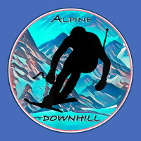 Cool Alpine Downhill Ski Racer Silhouette Mountain Scene Basic T-shirt | Artistshot