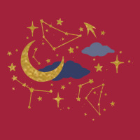 Celestial Stars And Moons In Gold And Dark Blue Basic T-shirt | Artistshot