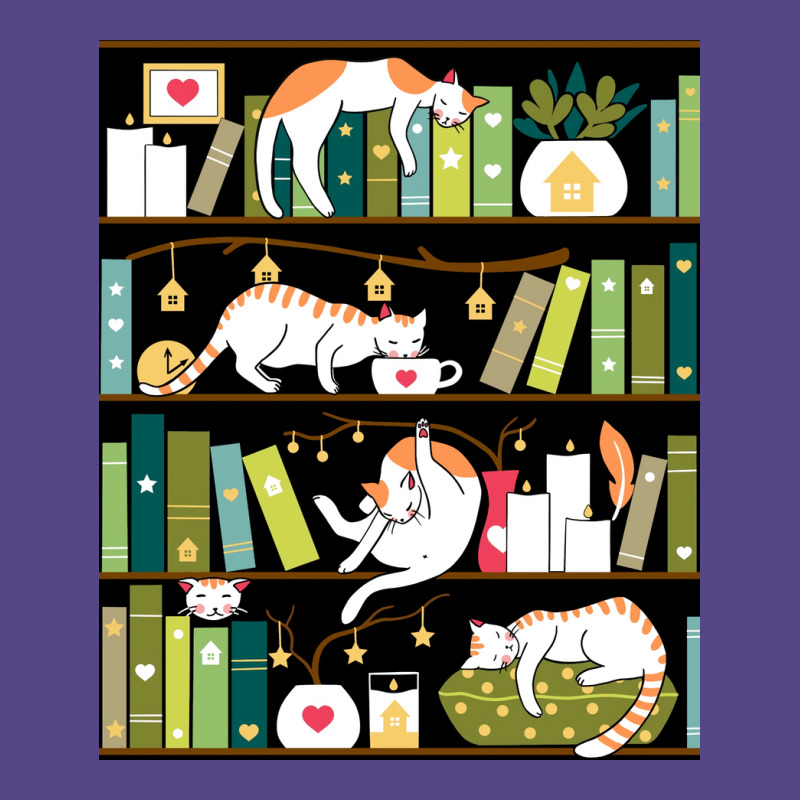 Library Cats Whimsical Cats On The Book Shelves Poster Basic T-shirt | Artistshot