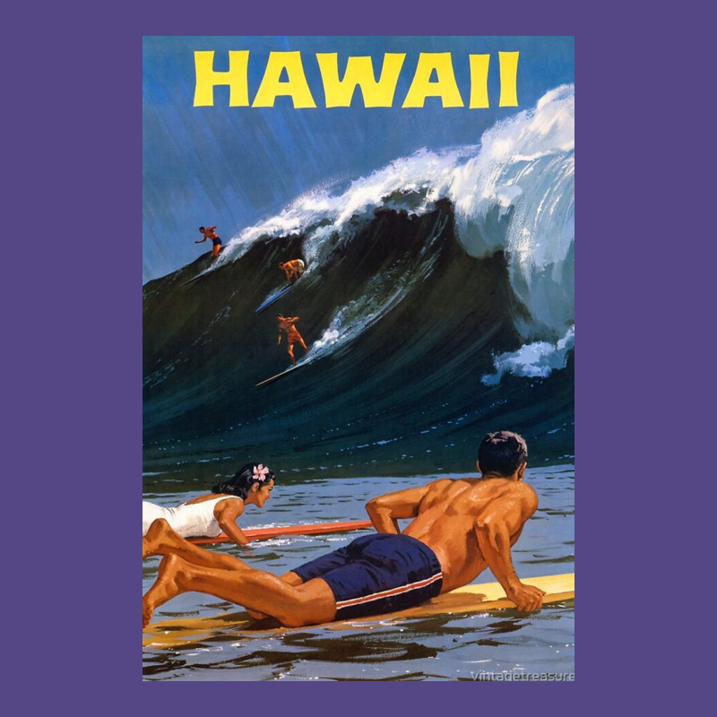 Hawaii Vintage Travel Poster Restored Basic T-shirt | Artistshot