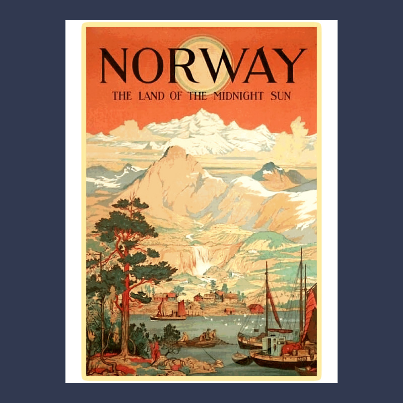 Norway The Land Of The Midnight Sun Vintage Travel  Design  Red Nature Basic T-shirt | Artistshot