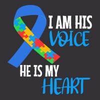 Autism Awareness T  Shirt Autism Awareness I Am His Voice He Is My Hea Vintage Hoodie | Artistshot