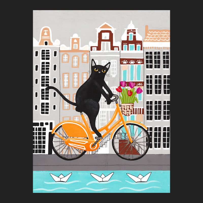 Trending Black Cat Amsterdam Bicycle Ride Basic Youth T-shirt by Inmamlil638 | Artistshot