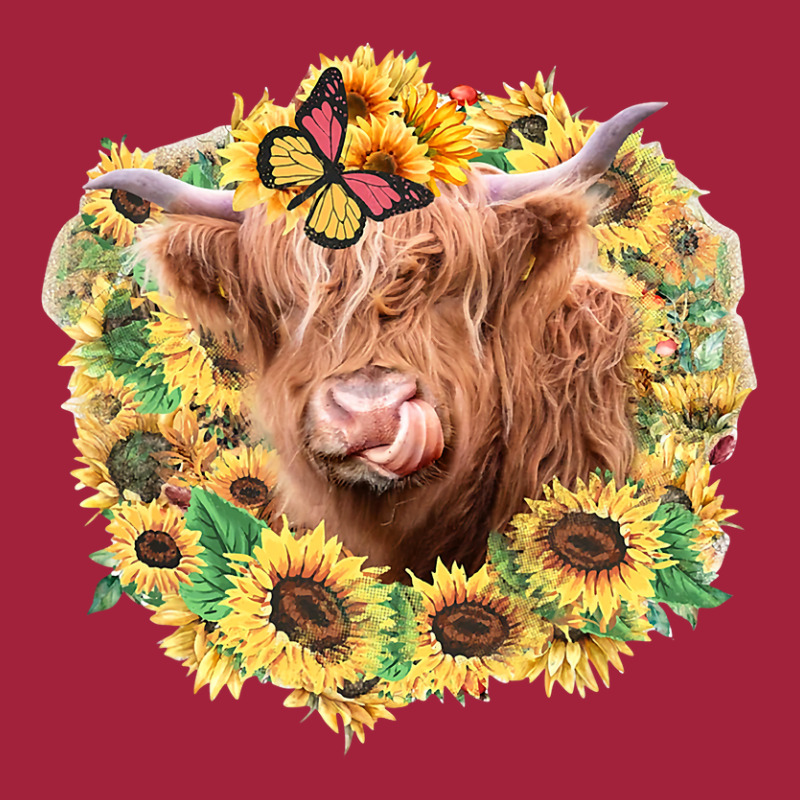 Highland Cow Sunflower Butterfly Farm Animals Western Heifer 141 Basic T-shirt | Artistshot