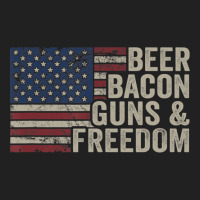 Beer Bacon Guns Freedom Bbq Vintage Usa Flag Drink Basic T-shirt | Artistshot