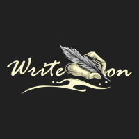 Write On   Feather Author Novelist Novel Writer Po Basic T-shirt | Artistshot