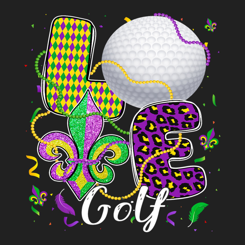 Love Golf Ball With Fleur De Lis Beads Fat Tuesday Basic T-shirt by PattonPlacex | Artistshot