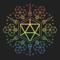 Purple Geometric Polyhedral D20 Dice Rainbow Table Basic T-shirt | Artistshot