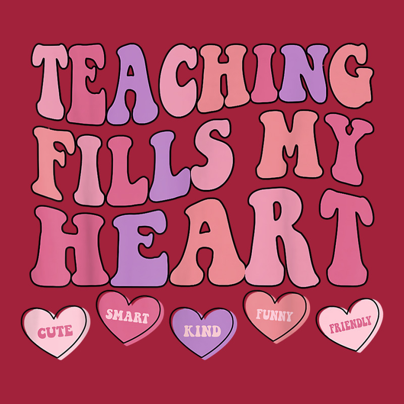 Teaching Fills My Heart Retro Groovy Teacher Valen Basic T-shirt | Artistshot