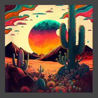 Trippy Desert Landscape Psychedelic Scene Cactus M Basic T-shirt | Artistshot