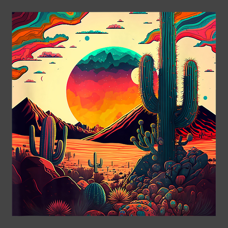 Trippy Desert Landscape Psychedelic Scene Cactus M Basic T-shirt | Artistshot