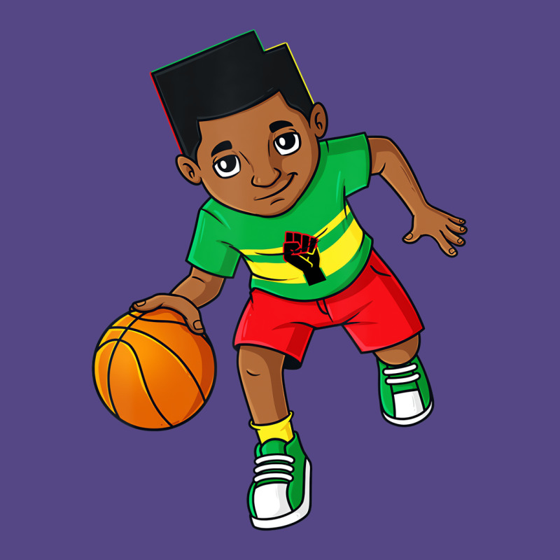 Black King Dribbling A Basketball Brown Skin Boys Basic T-shirt | Artistshot